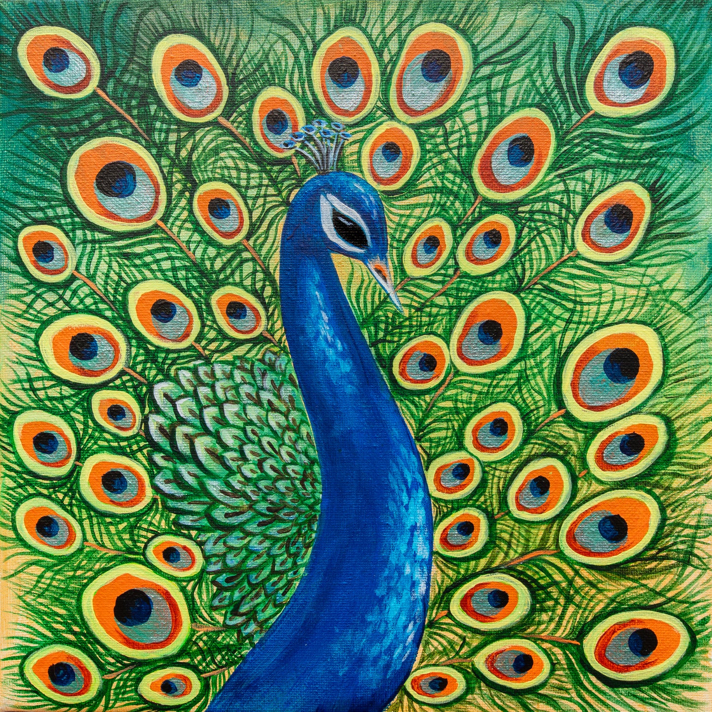 Original Painting 'Peacock' 10x10