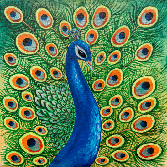 Original Painting 'Peacock' 10x10
